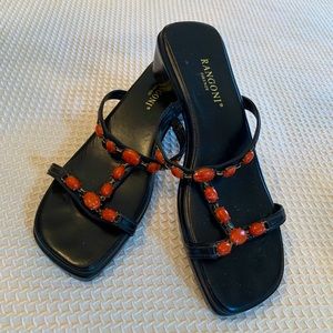 Italian leather slip on strappy designer sandals